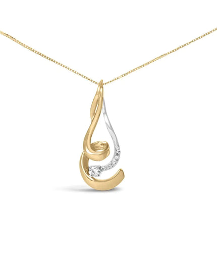 Espira 10K Two-Tone Gold 1/10 cttw Round Cut Diamond Swirl Pendant Necklace (I-J, I2-I3)