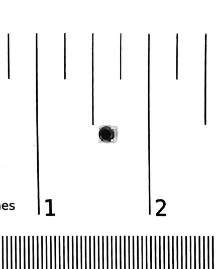 .925 Sterling Silver Black Diamond Solitaire Stud Earrings (Black Color, I2-I3 Clarity)