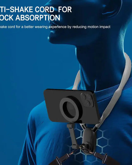 Magnetic Neck Mount for Phones, Neck Cell Phone Holder Pov/Vlog Selfie Mount Hand Free Phone Neck Holder Chest Stand Strap Video Recording for Iphone 16 15 14 13 12 Series Android Phones,Action Camera Accessories Smartphone