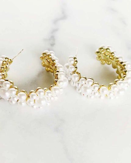 Pearl Flower Hoops