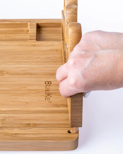 Bamboo Cheese Board Set - 14x11 Inch With 4 Knives - Wood Tray