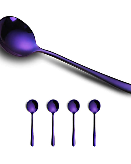 4-piece Purple Stainless Steel Soup Spoons Set
