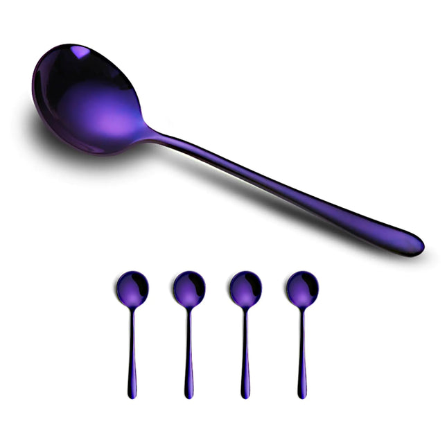 4-piece Purple Stainless Steel Soup Spoons Set