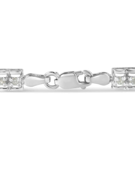 .925 Sterling Silver Diamond Double-Link 7" Tennis Bracelet (I-J Color, I3 Clarity)