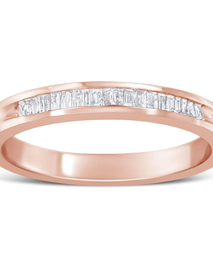10K Rose Gold over .925 Sterling Silver 1/5 Cttw Diamond Channel-Set Stackable Band Ring (H-I Color, I1-I2 Clarity)
