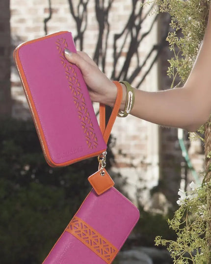 Lotus Leather Wallet-Watermelon/Orange