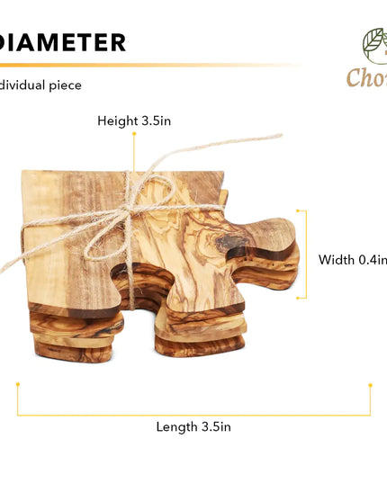 Olive Wood Coaster Puzzle 4-Pcs Set.
