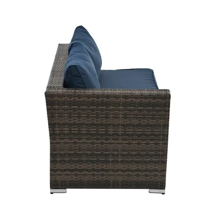 4-Piece PE Wicker Patio Furniture Set – Outdoor Chairs, Loveseat & Glass Coffee Table