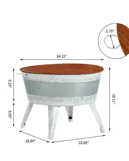 Wooden Top Metal Decoration Cocktail Table