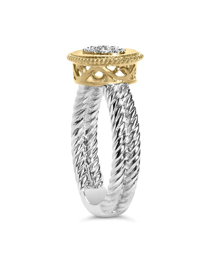 18K Yellow Gold Plated .925 Sterling Silver Diamond Heart Ring with Satin Finish (I-J Color, SI1-SI2 Clarity)