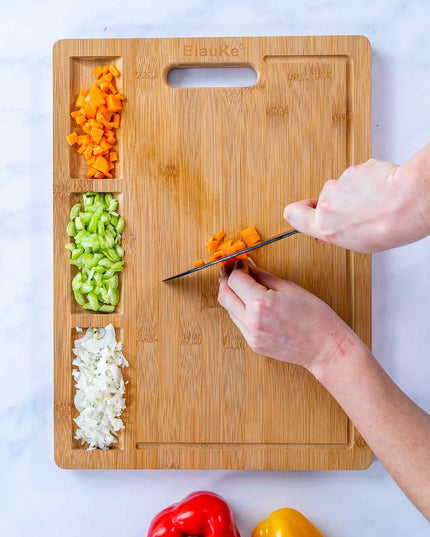 XL Bamboo Cutting Board - 17x12.5 Inch Wood Tray For Meat, Cheese, Veggies - Juice Groove, 3