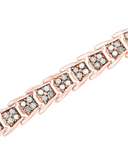 .925 Sterling Silver 2.0 Cttw Diamond Fan-Shaped Fancy Chevron Link Tennis Bracelet (I-J Color, I3 Clarity) - 7"