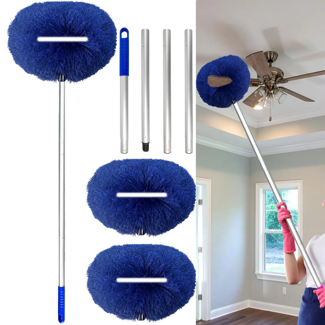 Ceiling Fan Cleaner with 57" Extendable Handle – Reusable Microfiber Duster with 2 Dusting Heads for Fans, Furniture, Doors & Windows