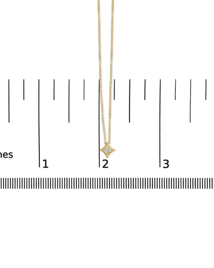 10K Gold 1/10 Cttw Bezel Set Solitaire Princess Cut Diamond Kite Shaped Pendent Necklace - 18" Inches