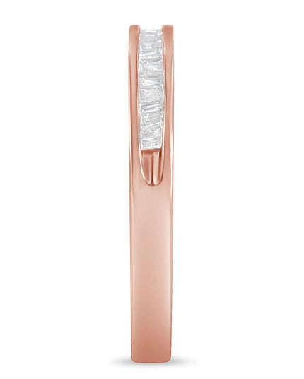 10K Rose Gold over .925 Sterling Silver 1/5 Cttw Diamond Channel-Set Stackable Band Ring (H-I Color, I1-I2 Clarity)