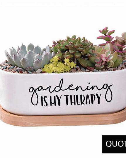 Message in a Planter - Oval 7" Gardening Is My Therapy