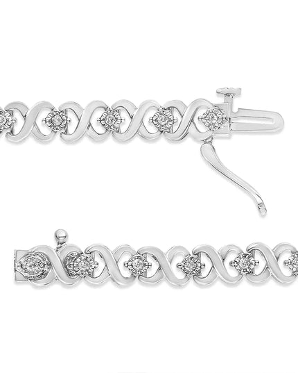 .925 Sterling Silver 1/3 Cttw Miracle Plate Round-Cut Diamond Infinity Link Bracelet  (I-J Color, I3 Clarity)  - Size 7.25"