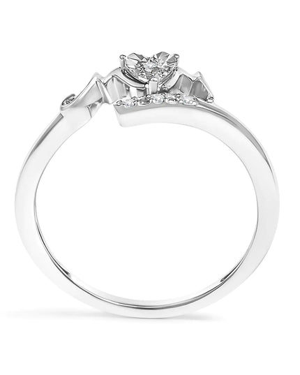 .925 Sterling Silver Diamond Accent "MOM" Heart Ring (J-K Color, I2-I3 Clarity)