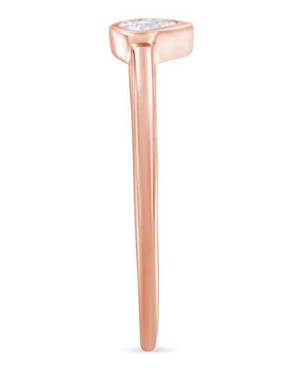 14K Rose Gold Plated .925 Sterling Silver 1/20 Carat Diamond Teardrop Pear-Shaped Miracle Set Petite Fashion Ring (J-K Color, I1-I2 Clarity)