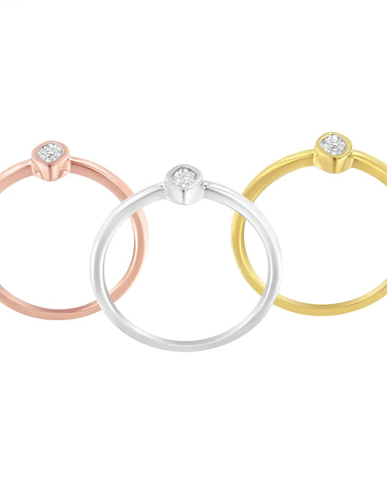 14K Gold Plated .925 Sterling Silver 1/6 Cttw Diamond Marquise Shaped Stackable Promise Ring Set (J-K Color, I1-I2 Clarity)