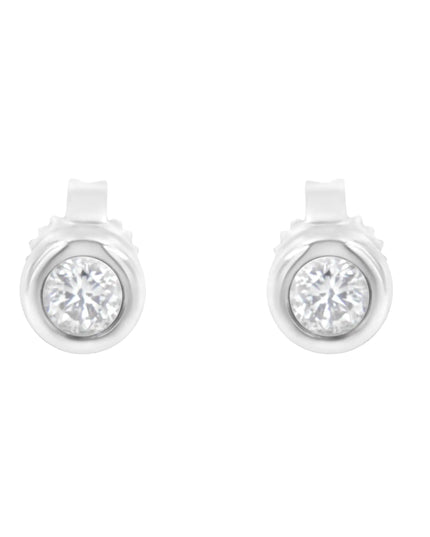 10K Gold 1/4 Cttw Round Brilliant-Cut Near Colorless Diamond Bezel-Set Stud Earrings (H-I Color, I1-I2 Clarity)