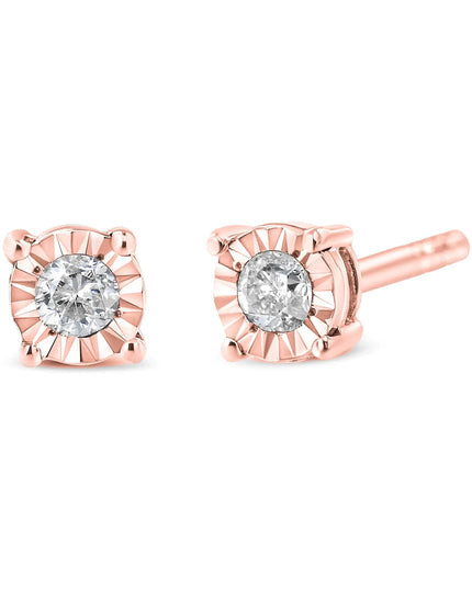 .925 Sterling Silver 1/10 Cttw Round Brilliant-Cut Diamond Miracle-Set Stud Earrings