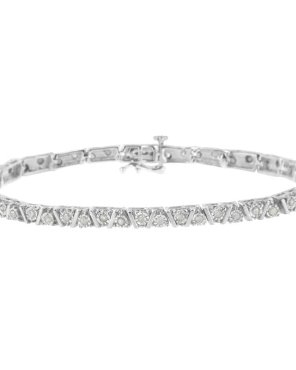 .925 Sterling Silver 1.0 cttw Miracle-Set Diamond Tennis Bracelet (I-J Color, I3 Clarity) - 7.25"