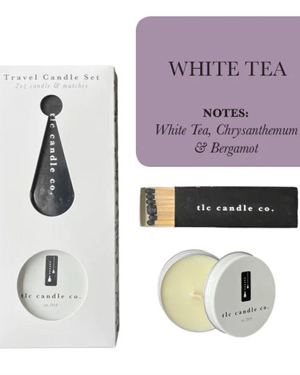 Travel Candle with Matches - White Tea