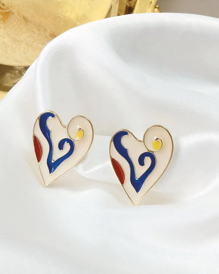CB Heart Stud Earrings