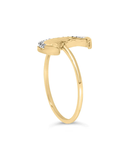 10K Yellow Gold 1/10 Cttw Diamond Crescent Moon Ring (I-J Color, I1-I2 Clarity)