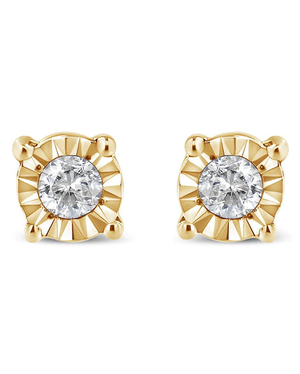 .925 Sterling Silver 1/10 Cttw Round Brilliant-Cut Diamond Miracle-Set Stud Earrings