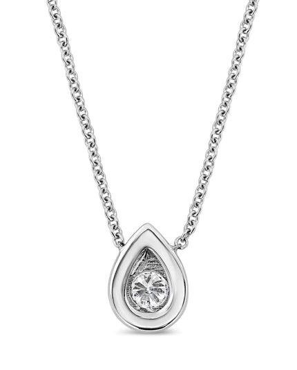 10K White Gold 1/10 Cttw Miracle Set Round-Cut Diamond 18" Pendant Necklace - Choice of Shape