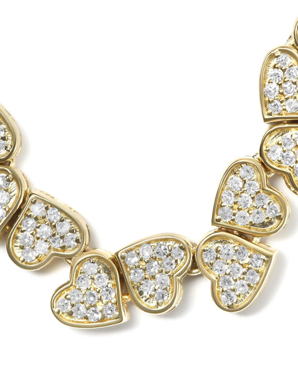 Yellow Gold Plated .925 Sterling Silver 1/2 Cttw Diamond Sideways Hearts Bolo Bracelet (H-I Color, I1-I2 Clarity) - 4”-10” Adjustable