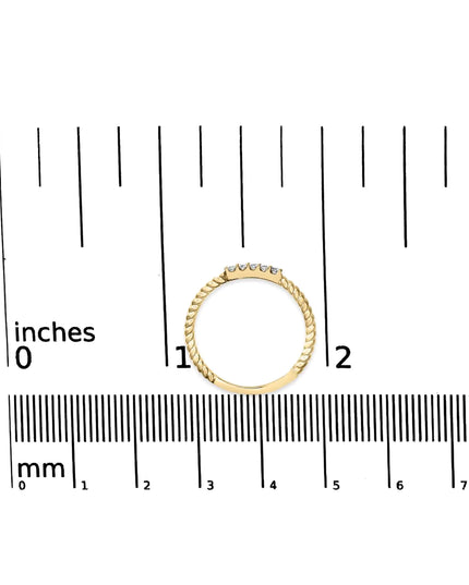 10K Yellow Gold 1/10 Cttw Diamond 5 Stone Braided Shank Band Ring (I-J Color, I2-I3 Clarity)