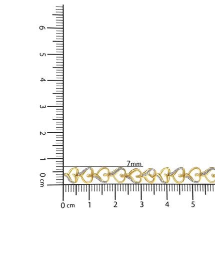 14K Yellow Gold Plated .925 Sterling Silver Diamond Accent Heart Link Bolo Bracelet (H-I Color, I2-I3 Clarity)
