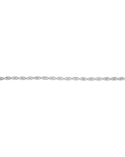 .925 Sterling Silver Diamond Accent Heart Link Bracelet (I-J Color, I3 Clarity) - 7.25"