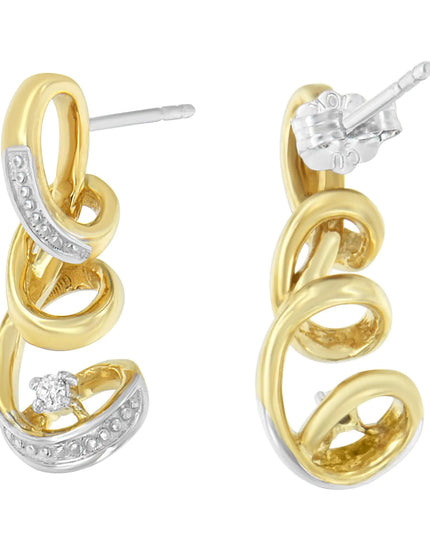 Espira 10K Two Tone Gold Round cut Diamond Earring (0.05 cttw, J-K Color, I2-I3 Clarity)