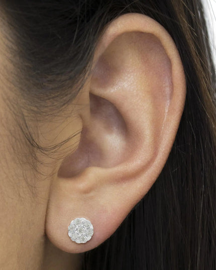 Sterling Silver Rose-Cut Diamond Floral Cluster Stud Earring (0.25 cttw, I-J Color, I2-I3 Clarity)