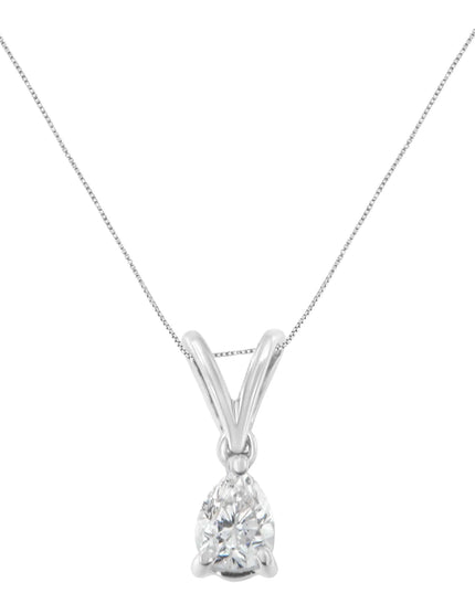 10K White Gold 1/5 cttw Diamond Pear Pendant Necklace (H-I, SI1-SI2)