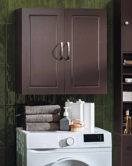 Haotian Brown Bathroom & Kitchen Wall Storage Cabinet – Medicine Cabinet for Laundry Room