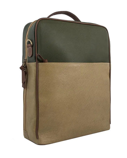 Augusta Leather Backpack-Tan/Olive Green