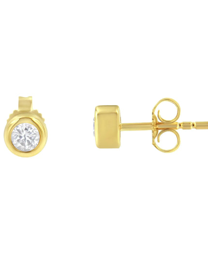 10K Gold 1/4 Cttw Round Brilliant-Cut Near Colorless Diamond Bezel-Set Stud Earrings (H-I Color, I1-I2 Clarity)