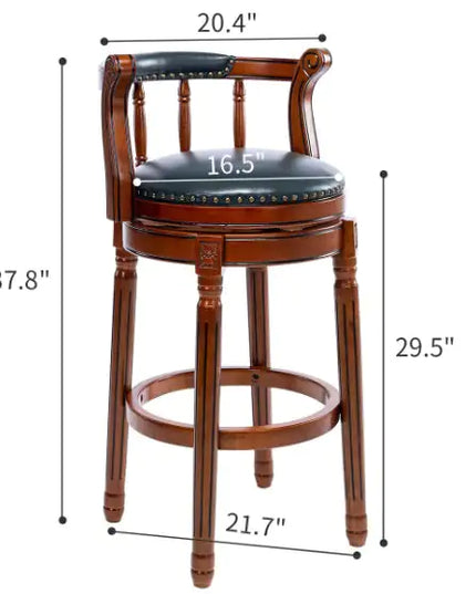 Wooden Swivel Bar Stool - 360° Rotation