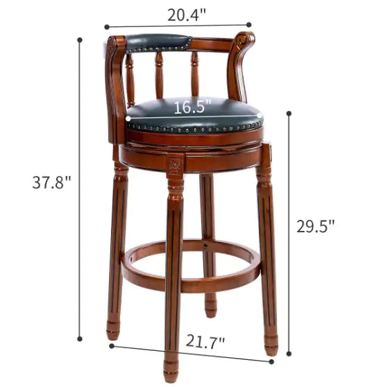 Wooden Swivel Bar Stool - 360° Rotation