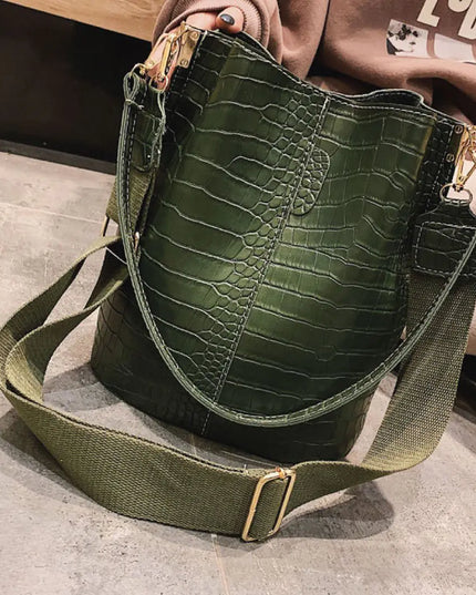 Blake Shoulder Bag -Olive Croc