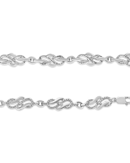 .925 Sterling Silver Prong Set Diamond Accent Infinity Weave Link 7.25" Bracelet (I-J Color, I3 Clarity)