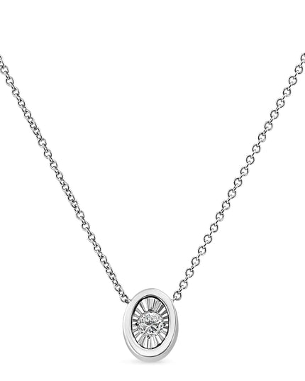 10K White Gold 1/10 Cttw Miracle Set Round-Cut Diamond 18" Pendant Necklace - Choice of Shape