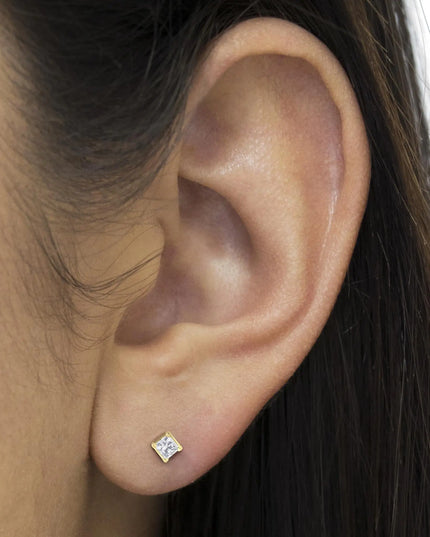 IGI Certified 3/8 Cttw Princess-Cut Square Diamond 4-Prong Solitaire Stud Earrings in 14K Yellow Gold (K-L Color, I1-I2 Clarity)