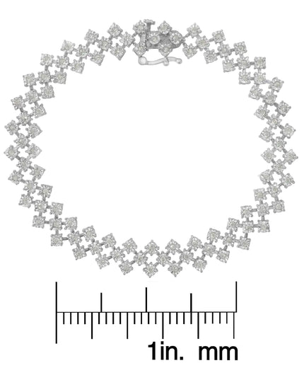 .925 Sterling Silver 1.0 cttw Miracle-Set Round Diamond "Zig Zag" Link Bracelet (I-J Color, I3 Clarity) -7.25
