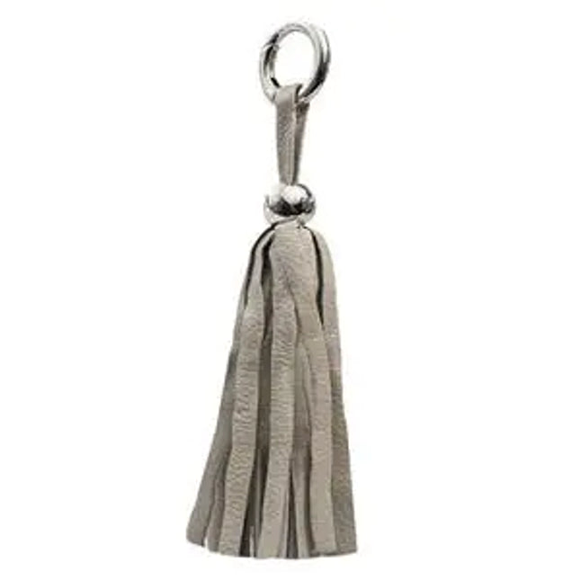 Leather Tassel - Silver/Tan
